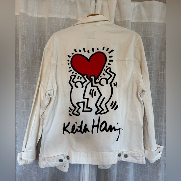 H&M Jackets & Blazers - Keith Haring & H&M Oversized White Jean Jacket